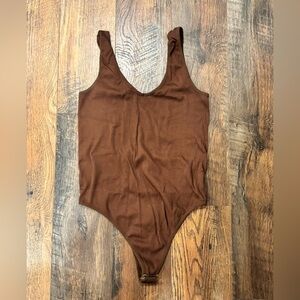 Ribbed Brown Bodysuit